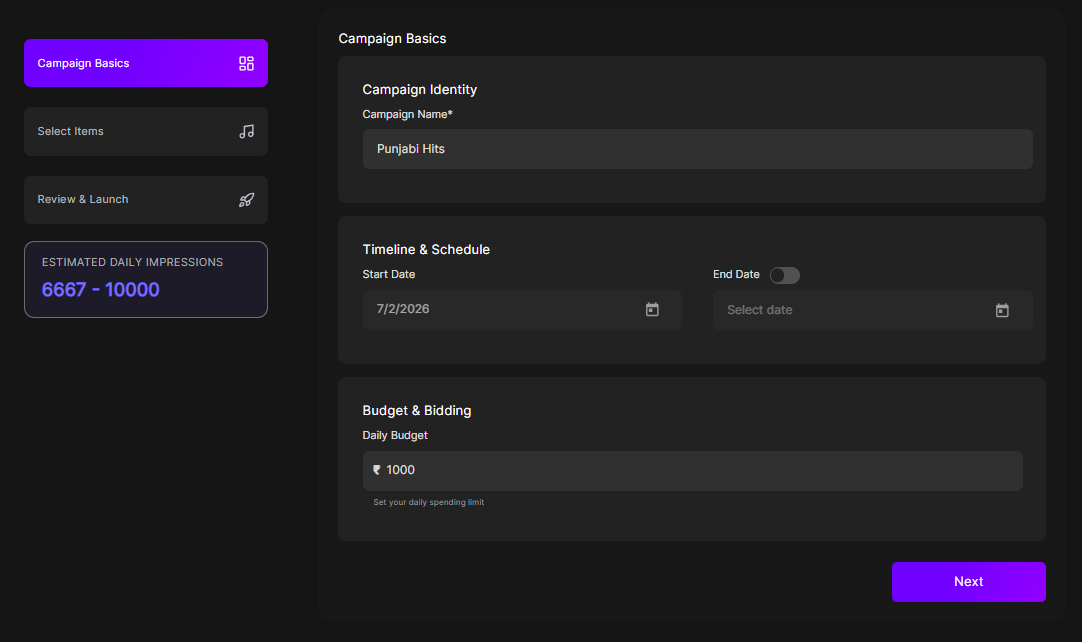 This is where you configure your campaign settings.